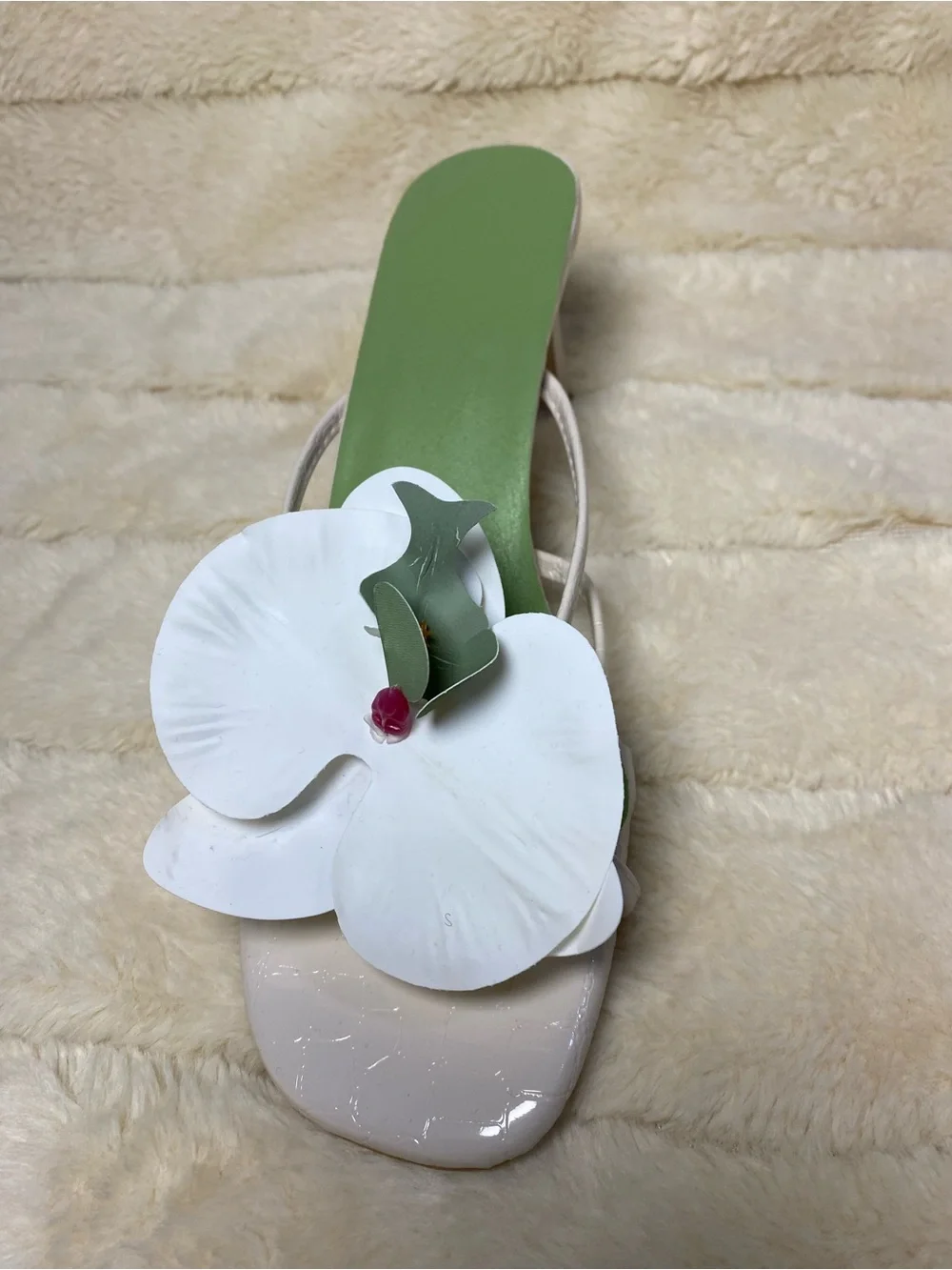 Women's Pink or green Floral Strap Heeled Sandals